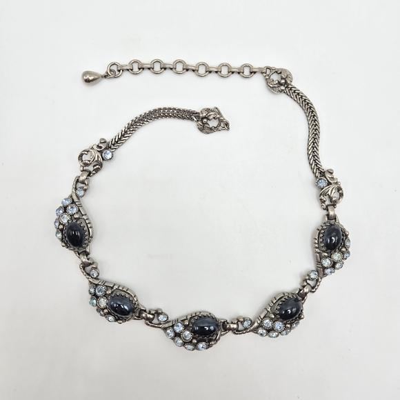 Selro Selini Choker Necklace MCM Chunky Statement Rhinestone Silvertone Vintage - Picture 2 of 4